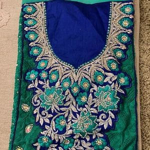 Blue and green suit semi-stitched